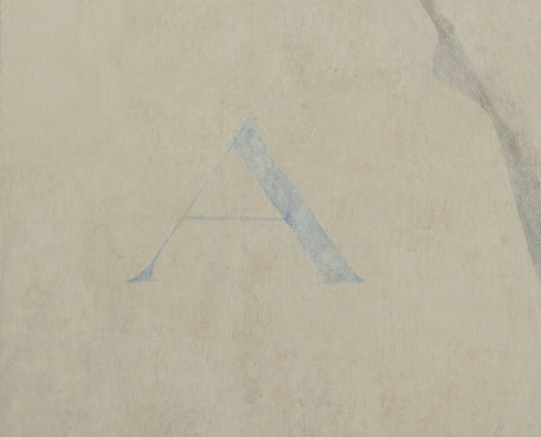 Detail aus dem Wandbild von Oskar Schlemmer "Figur im Quadrat zwischen A und O", Zustand nach der Restaurierung 2023. Foto: Ludwig Volkmann