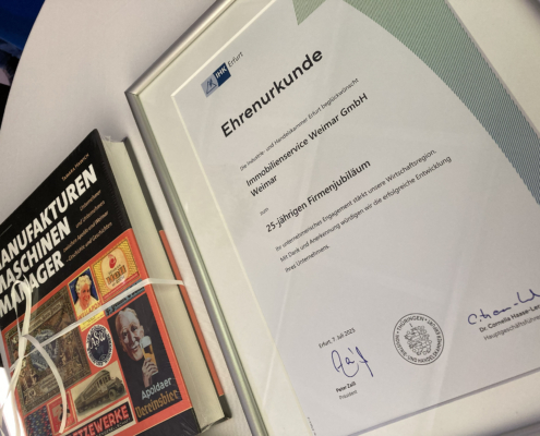 Ehrenurkunde der IHK Erfurt
